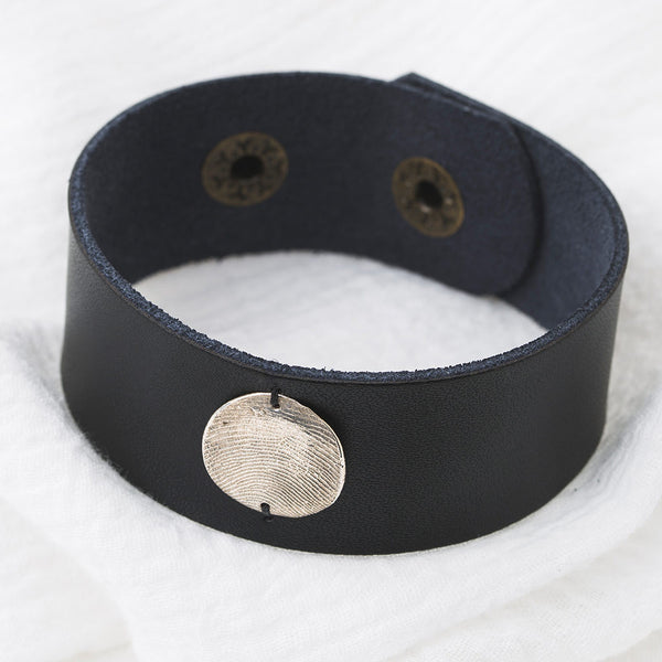 Inch Black Leather Cuff and Pendant Detail